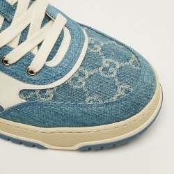 Pre Owned Gucci Re-Web Size 45 Blue GG Denim Low Top Sneakers