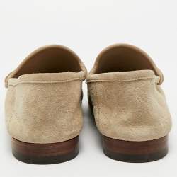 Pre Owned Gucci Horsebit Size 46 Beige Suede Slip On Loafers