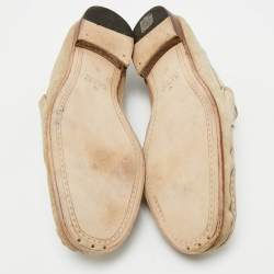 Pre Owned Gucci Horsebit Size 46 Beige Suede Slip On Loafers
