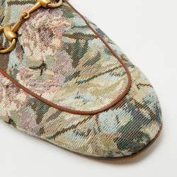 Pre Owned Gucci Princetown Size 43 Multicolor Canvas and Fur Mules