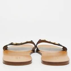 Pre Owned Gucci Horsebit Size 43 Navy Blue Leather Flat Slides 