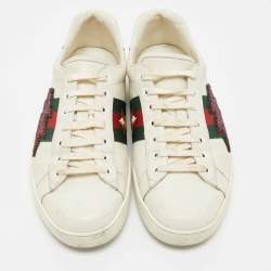 مملوكة مسبقًا Gucci Ace Size 44  White Leather Disney 3 Little Pigs Embroidered Low Top Sneakers