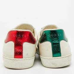 مملوكة مسبقًا Gucci Ace Size 44  White Leather Disney 3 Little Pigs Embroidered Low Top Sneakers