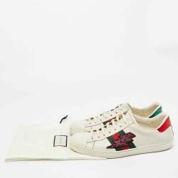 مملوكة مسبقًا Gucci Ace Size 44  White Leather Disney 3 Little Pigs Embroidered Low Top Sneakers