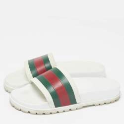مملوكة مسبقًا Gucci Size 43 White Rubber Pool Flat Slides 