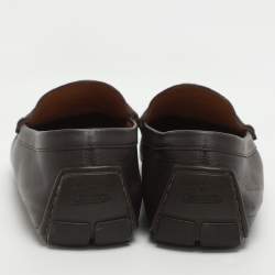 Pre Owned Gucci Size 44 Brown Microguccissima Leather Loafers