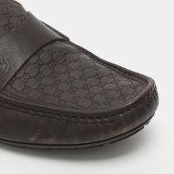 Pre Owned Gucci Size 44 Brown Microguccissima Leather Loafers