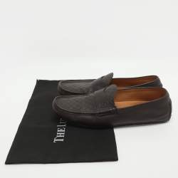 Pre Owned Gucci Size 44 Brown Microguccissima Leather Loafers