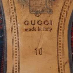 Pre Owned Gucci Horsebit Size 44 Multicolor Wool Plaid Motif Lips and Heart Loafers