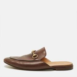 Pre Owned Gucci Princetown Size 44 Brown Leather Mules