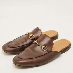 Pre Owned Gucci Princetown Size 44 Brown Leather Mules