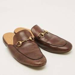 Pre Owned Gucci Princetown Size 44 Brown Leather Mules