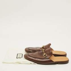 Pre Owned Gucci Princetown Size 44 Brown Leather Mules