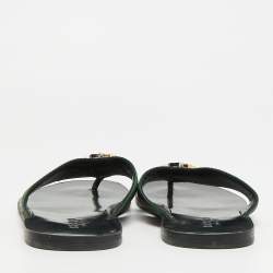 مملوكة مسبقًا Gucci Size 43 Black Leather GG Web Thong Flat Slides 