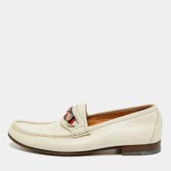 مملوكة مسبقًا حذاء لوفرز غوتشي سليب أون هورسبيت ويب رمادي فاتح مقاس 41.5