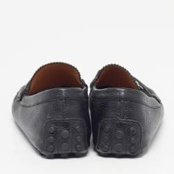 Pre Owned Gucci Horsebit Size 42 Black Leather Web Slip On Loafers