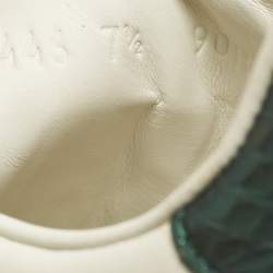 Pre Owned Gucci Ace Size 41.5 White Leather and Python Embossed Leather Lace Up Sneakers