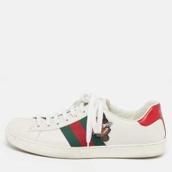 مملوكة مسبقًا Gucci Dog Ace Size 40 White Leather Lace Up Sneakers