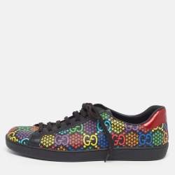 Pre Owned Gucci Psychedelic Size 45 Multicolor Coated Canvas and Leather Low Top Sneakers