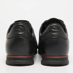 Pre Owned حذاء رياضي غوتشي وب منخفض من غوتشيسيما جلد أسود مقاس 43.5