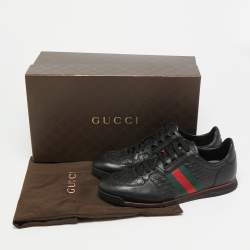 Pre Owned حذاء رياضي غوتشي وب منخفض من غوتشيسيما جلد أسود مقاس 43.5