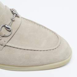 Pre Owned حذاء لوفرز غوتشى سليب أون هورسبيت ويب سويدى بيج مقاس 42