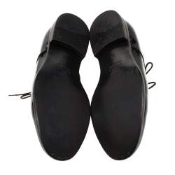 Pre Owned Gucci Black Patent Leather Lace Up Derby Size 41.5