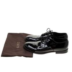 Pre Owned Gucci Black Patent Leather Lace Up Derby Size 41.5
