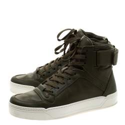 Gucci EverGreen Leather BasketBall High Top Sneakers Size 41