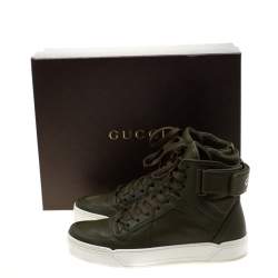 Gucci EverGreen Leather BasketBall High Top Sneakers Size 41