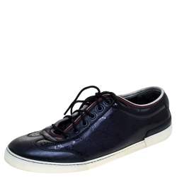 Gucci Metallic Blue GG Supreme Canvas And Leather Barcelona Low Top Sneakers Size 42.5