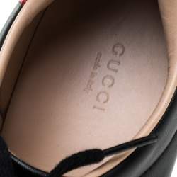 Gucci Black Leather Ace Web Bee Low Top Lace Up Sneakers Size 39.5