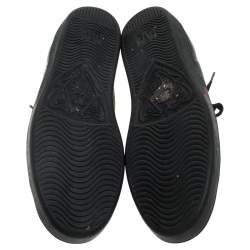 Gucci Black Leather Ace Web Bee Low Top Lace Up Sneakers Size 39.5