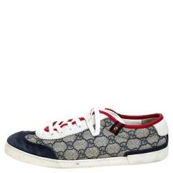 Gucci Beige/Blue GG Supreme Canvas And Leather Sneakers Size 40.5
