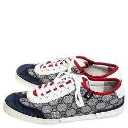Gucci Beige/Blue GG Supreme Canvas And Leather Sneakers Size 40.5