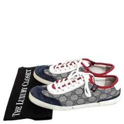 Gucci Beige/Blue GG Supreme Canvas And Leather Sneakers Size 40.5