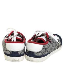 Gucci Beige/Blue GG Supreme Canvas And Leather Sneakers Size 40.5