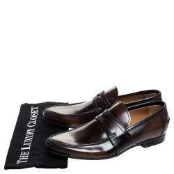 Gucci Two Tone Brown/Dark Brown Leather Penny Loafers Size 39.5