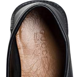Gucci Black Leather Bamboo Horsebit Collapsible Heel Loafer Size 40