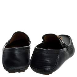 Gucci Black Leather Bamboo Horsebit Collapsible Heel Loafer Size 40