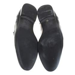 Gucci Black Leather Web Detail Penny Loafers Size 42