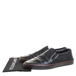 Gucci Black Guccissima Leather Slip On Sneakers Size 40.5