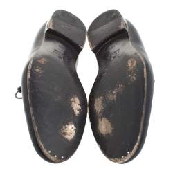 Gucci Black Leather Tassel Lace Detail Oxfords Size 44.5