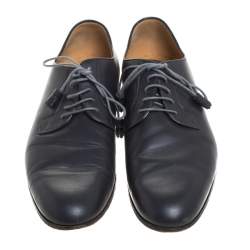 Gucci Black Leather Tassel Lace Detail Oxfords Size 44.5