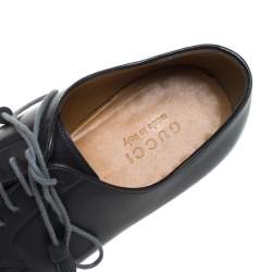 Gucci Black Leather Tassel Lace Detail Oxfords Size 44.5