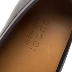 Gucci Dark Brown Micro Guccissima Leather Slip On Loafers Size 44