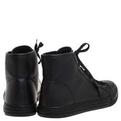 Pre Owned Gucci Black Leather High Top Sneakers Size 42