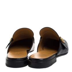 Gucci Black Double G Leather Princetown Flat Mules Size 42.5