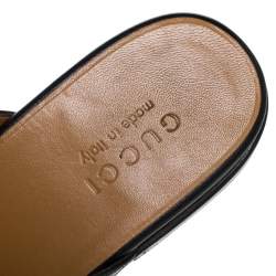 Gucci Black Double G Leather Princetown Flat Mules Size 42.5