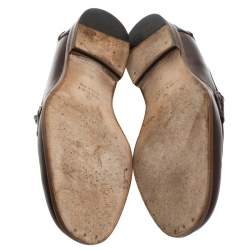 Gucci Brown Leather Slip On Penny Loafers Size 42
